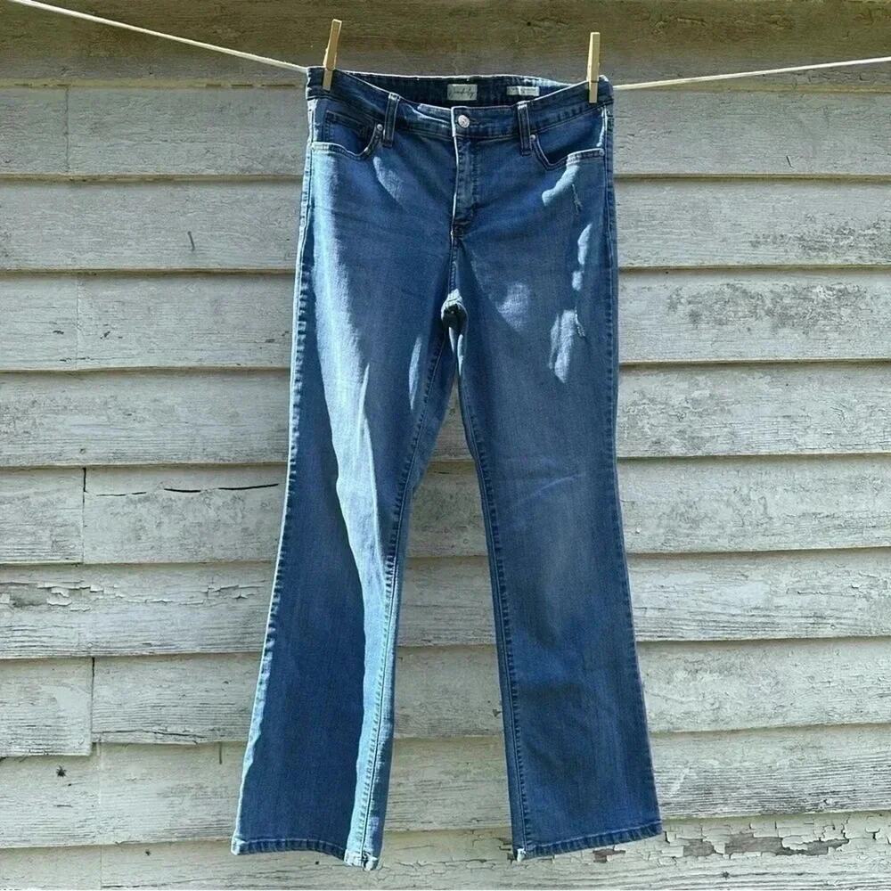 Wonderly Womens Jeans Bootcut Blue Mid Rise Stretch med Wash